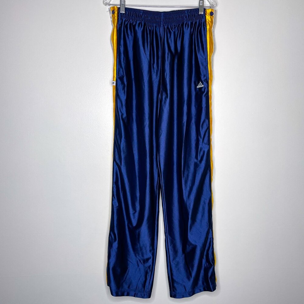 Vintage Adidas Snap Tear‎ Away Pants Blue Yellow Athletic Track Basketball 2001